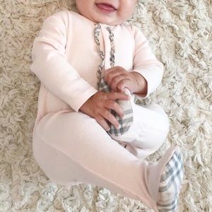 Blush pink baby girl Burberry footies